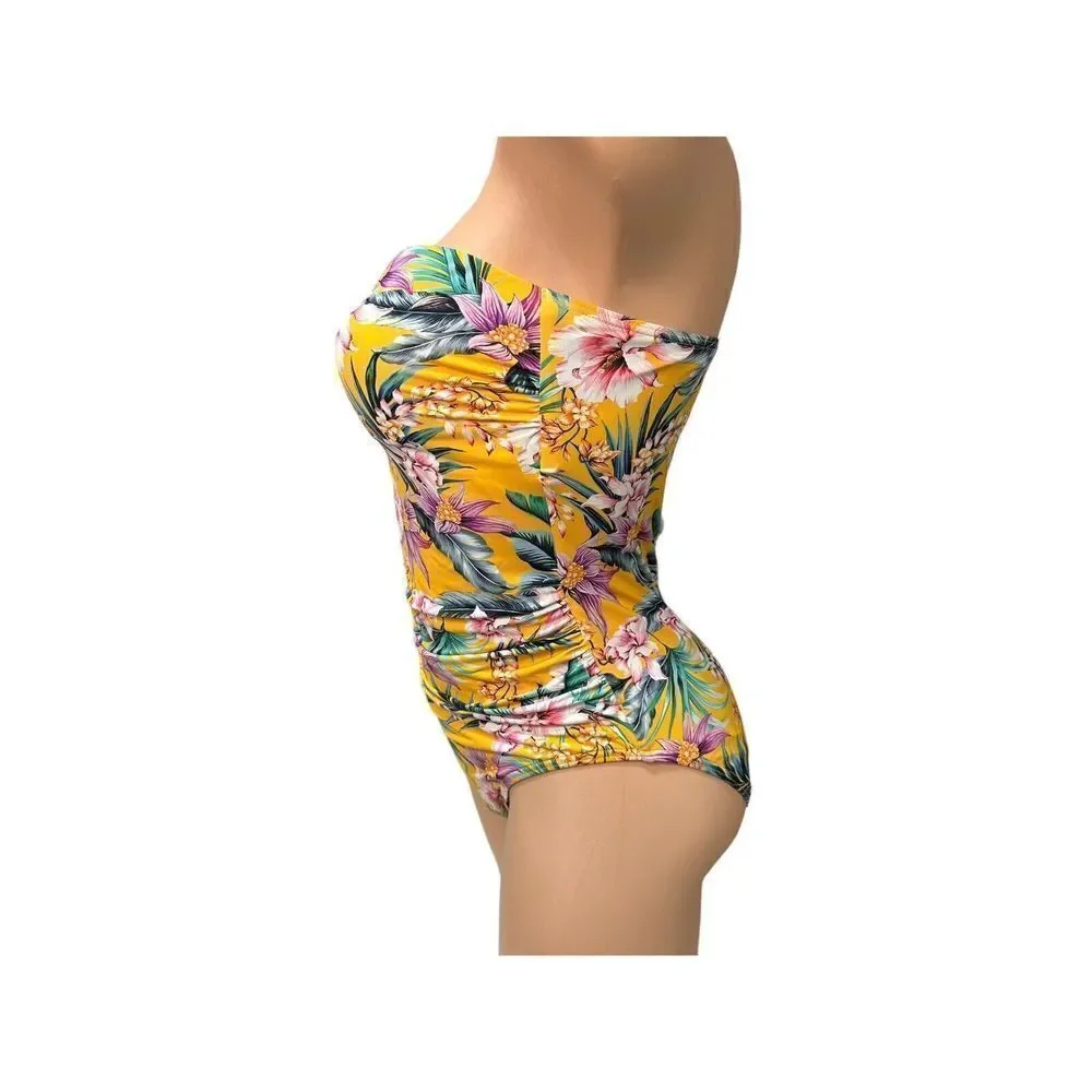 Nip Tuck Rhonda One‎ Shoulder Swimsuit Tropical Floral Womens Size 10